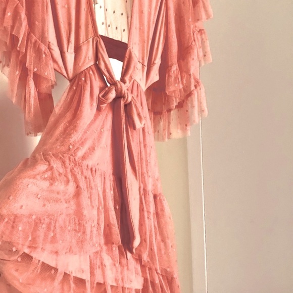Spell & The Gypsy Grace Cut-out Sheer Tulle Gown Peach Small NWT $800+ - Picture 6 of 12